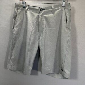 Billabong Shorts Mens 31 Gray Bermuda Flat Front Pockets Logo Zip Land and Water